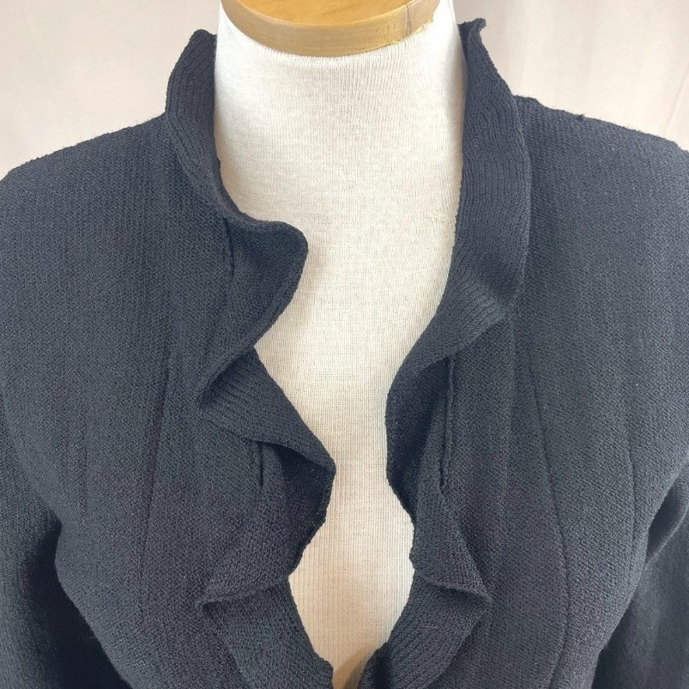 Vintage FABRIKANT Womens (MP) Knit Blazer Wool Ruffle 90s Mobwife Whimsigoth USA - Picture 6 of 8